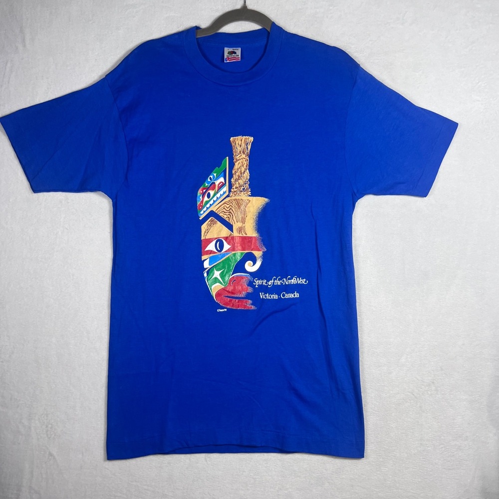 Vintage 1990 Spirit of the NorthWest Victoria Canada Blue Tshirt L Single Stitch